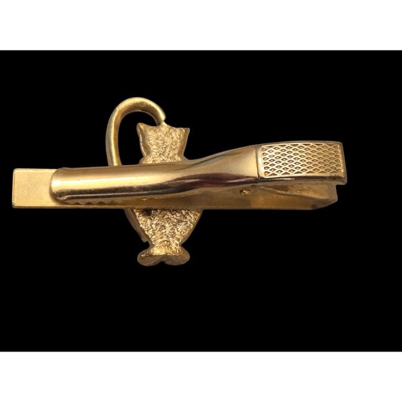 Vintage Gold-Tone Cat Tie Clip Accessory MCM - Picture 4 of 4